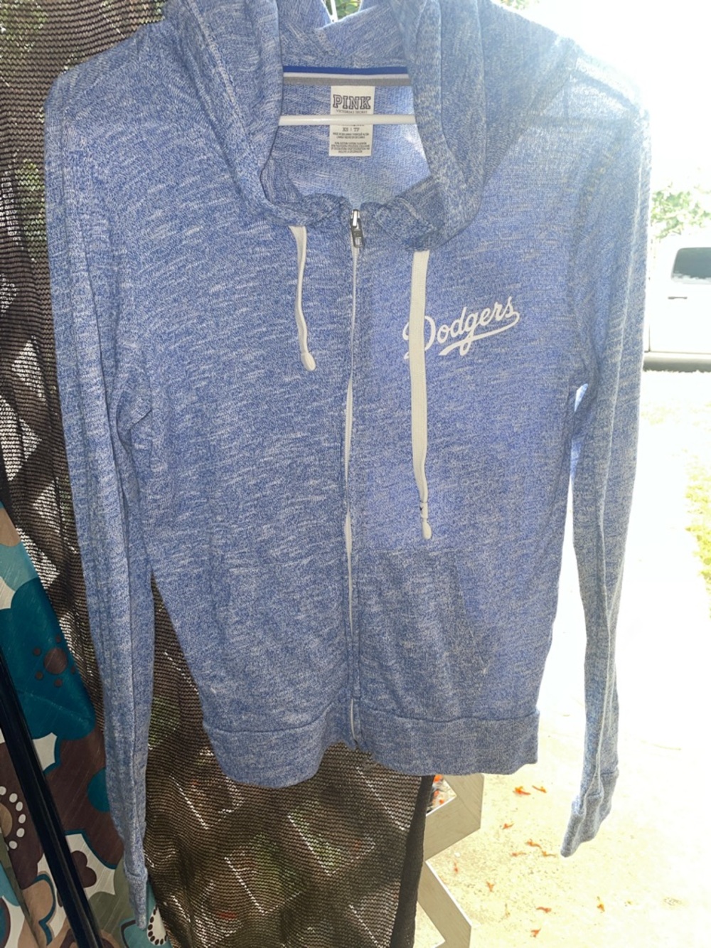 PINK Victoria's Secret Heathered Blue Zip-Up Hoodie